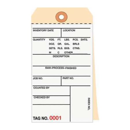 The Packaging Wholesalers 3 Part Carbonless Inventory Tags, 500-999, No 8, 6-1/4"L x 3-1/8"W, 500/Pack G16021